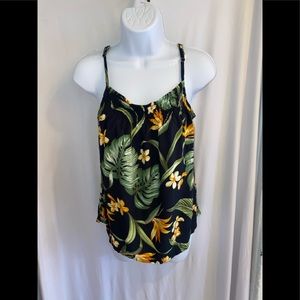 Aloha Hut Hawaii Floral  Strapless Top Size S